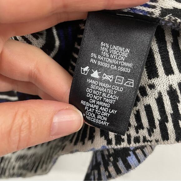 Nic & Zoe Blue & Gold Printed Open Front Lightweight Cardigan Sweater Womens S - Picture 4 of 8